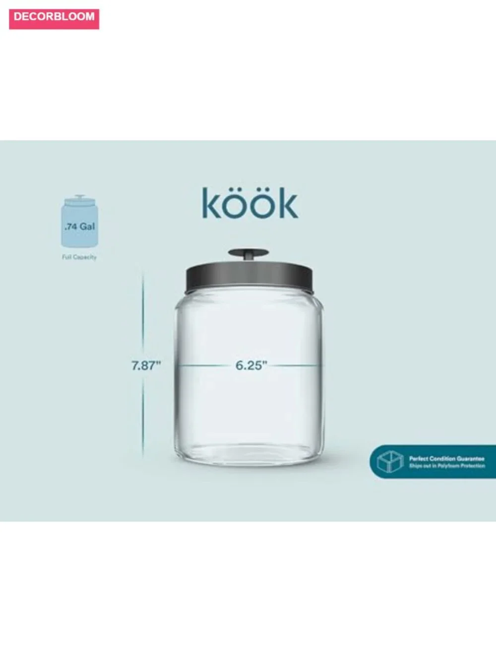 Glass Canister Set for Kitchen Pantry Storage, Tinplate Lids, Counter Organizers